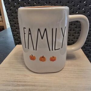 Rae Dunn Cream Family Mug with Pumpkin Accents